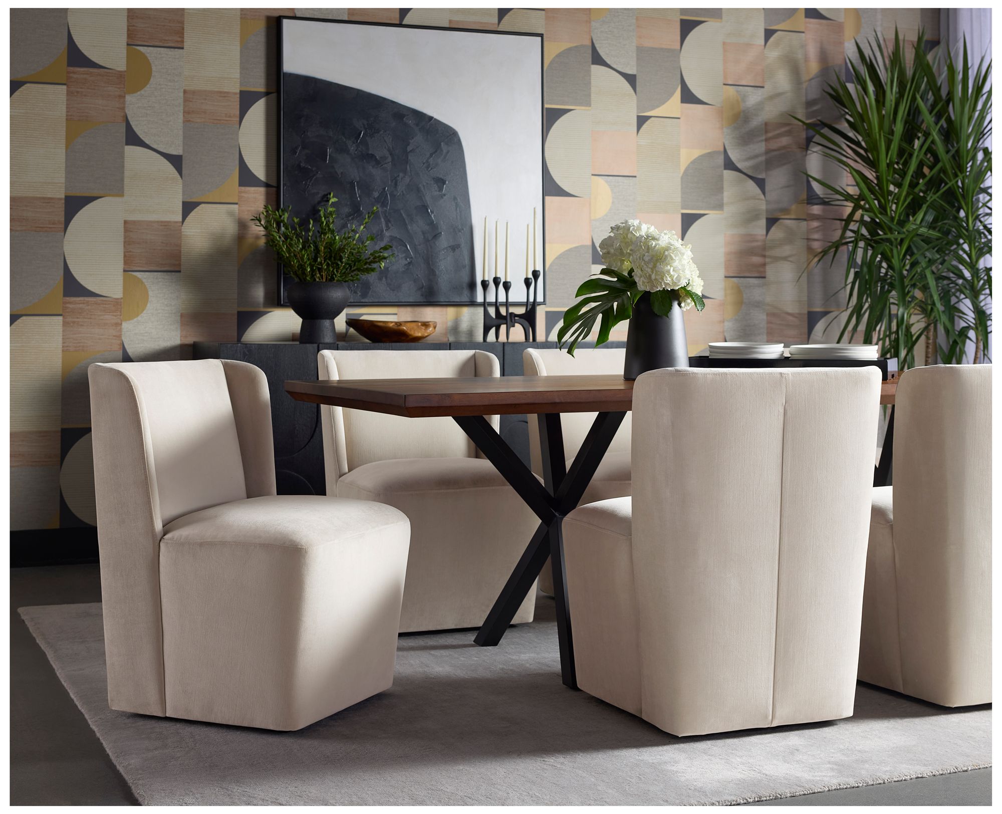 Sunpan Amita Wheeled Dining Chair Piccolo Prosecco