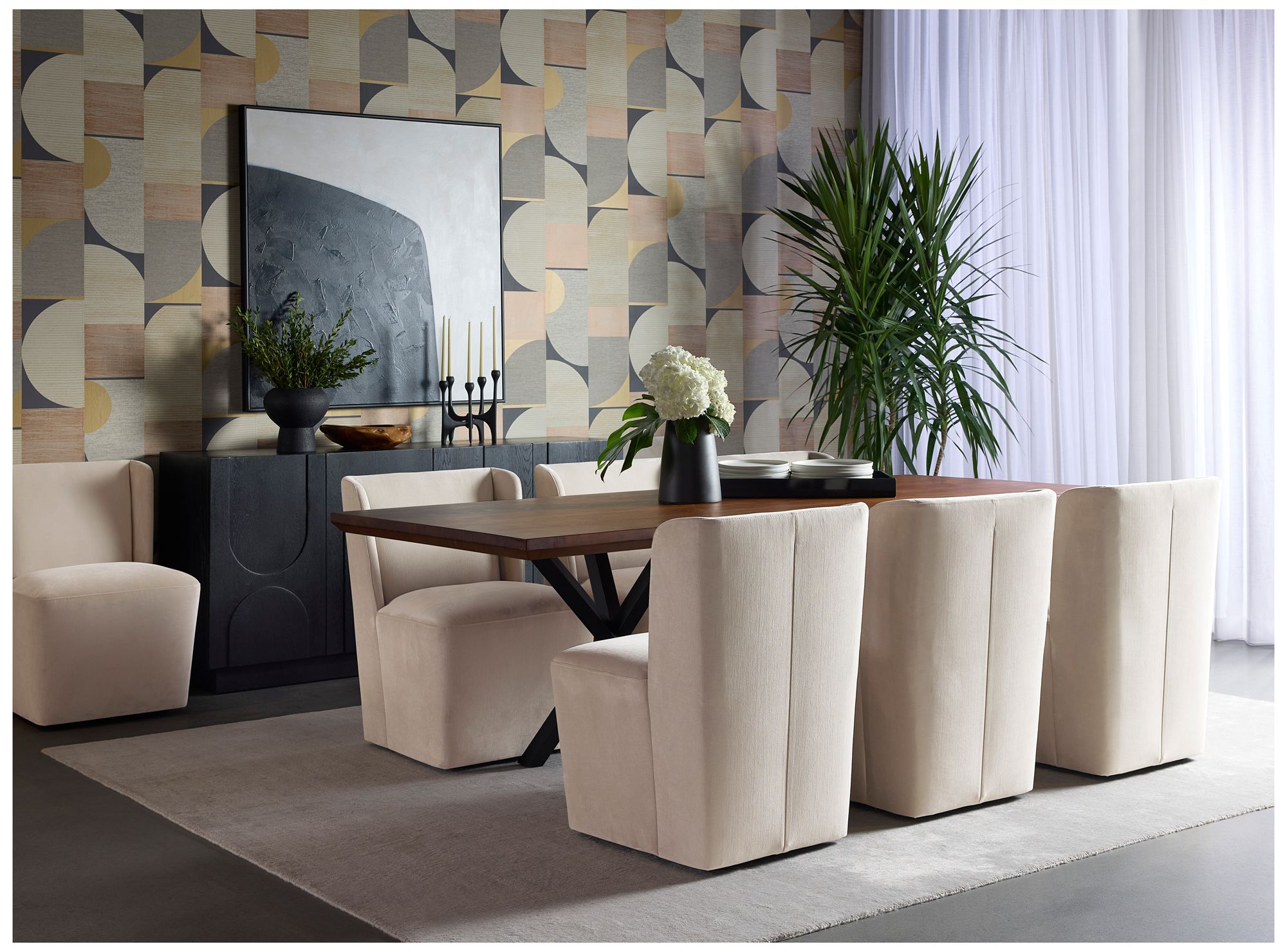 Sunpan Amita Wheeled Dining Chair Piccolo Prosecco