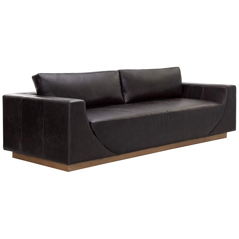 Image 1 Sunpan Anakin Sofa Light Oak Tuscany Warm Black Leather