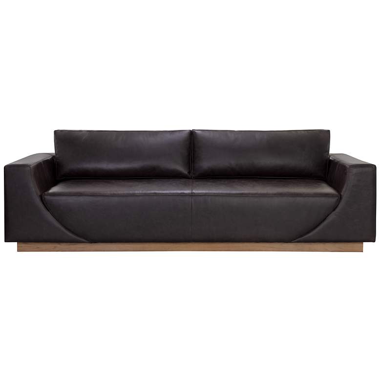 Image 2 Sunpan Anakin Sofa Light Oak Tuscany Warm Black Leather more views
