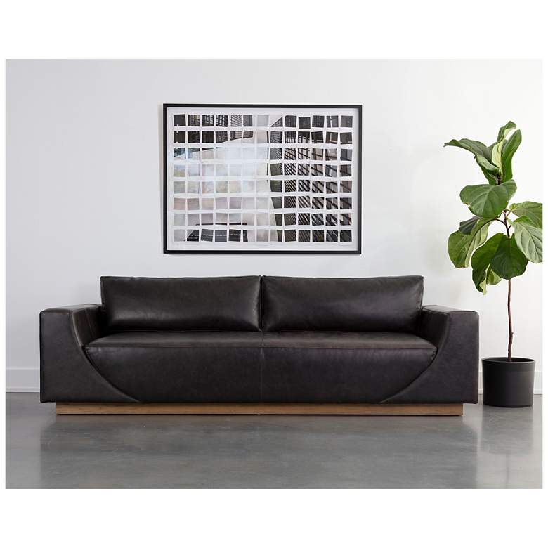 Image 7 Sunpan Anakin Sofa Light Oak Tuscany Warm Black Leather more views