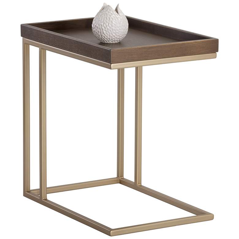 Image 1 Sunpan Arden C-shaped Side Table Gold Raw Umber