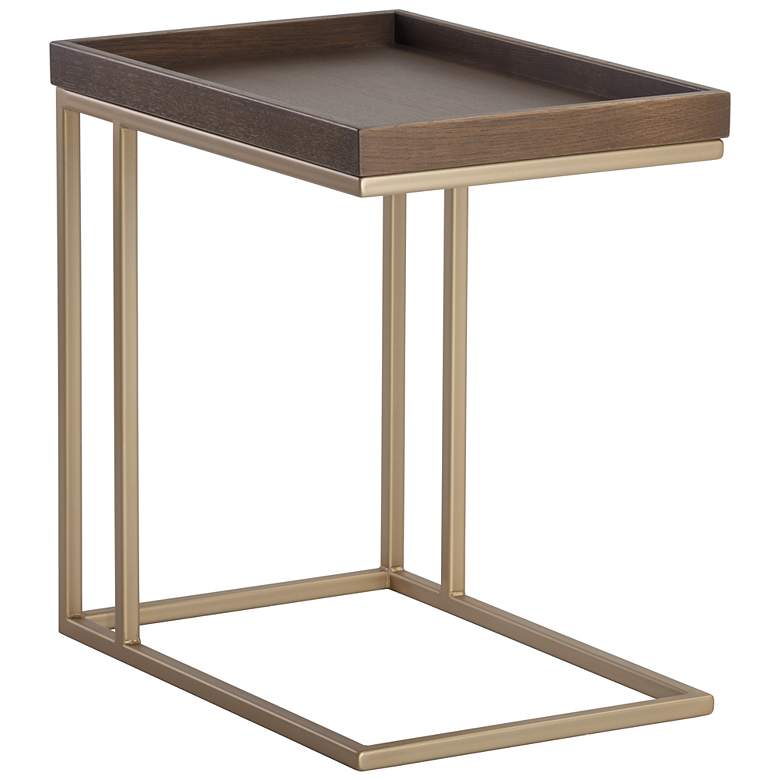 Image 2 Sunpan Arden C-shaped Side Table Gold Raw Umber more views