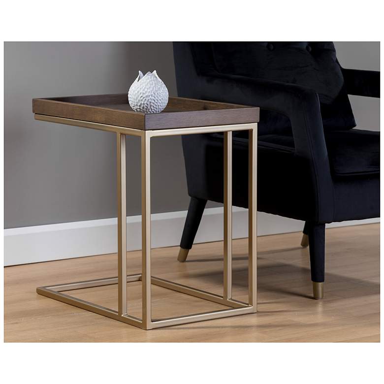 Image 6 Sunpan Arden C-shaped Side Table Gold Raw Umber more views