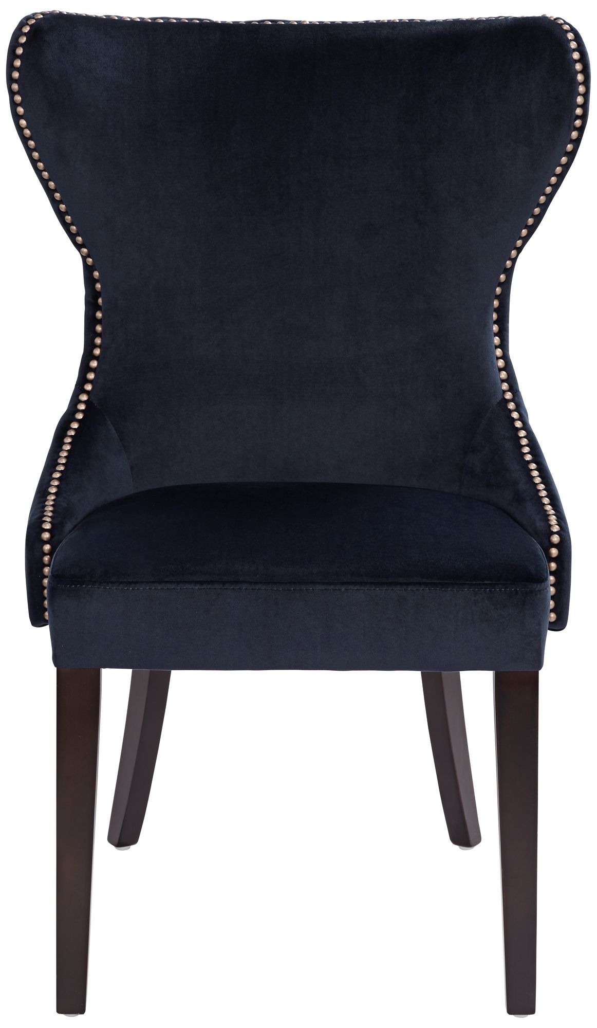 Sunpan Ariana 25" Wide Brass Nailhead Navy Blue Velvet Dining Chair in scene