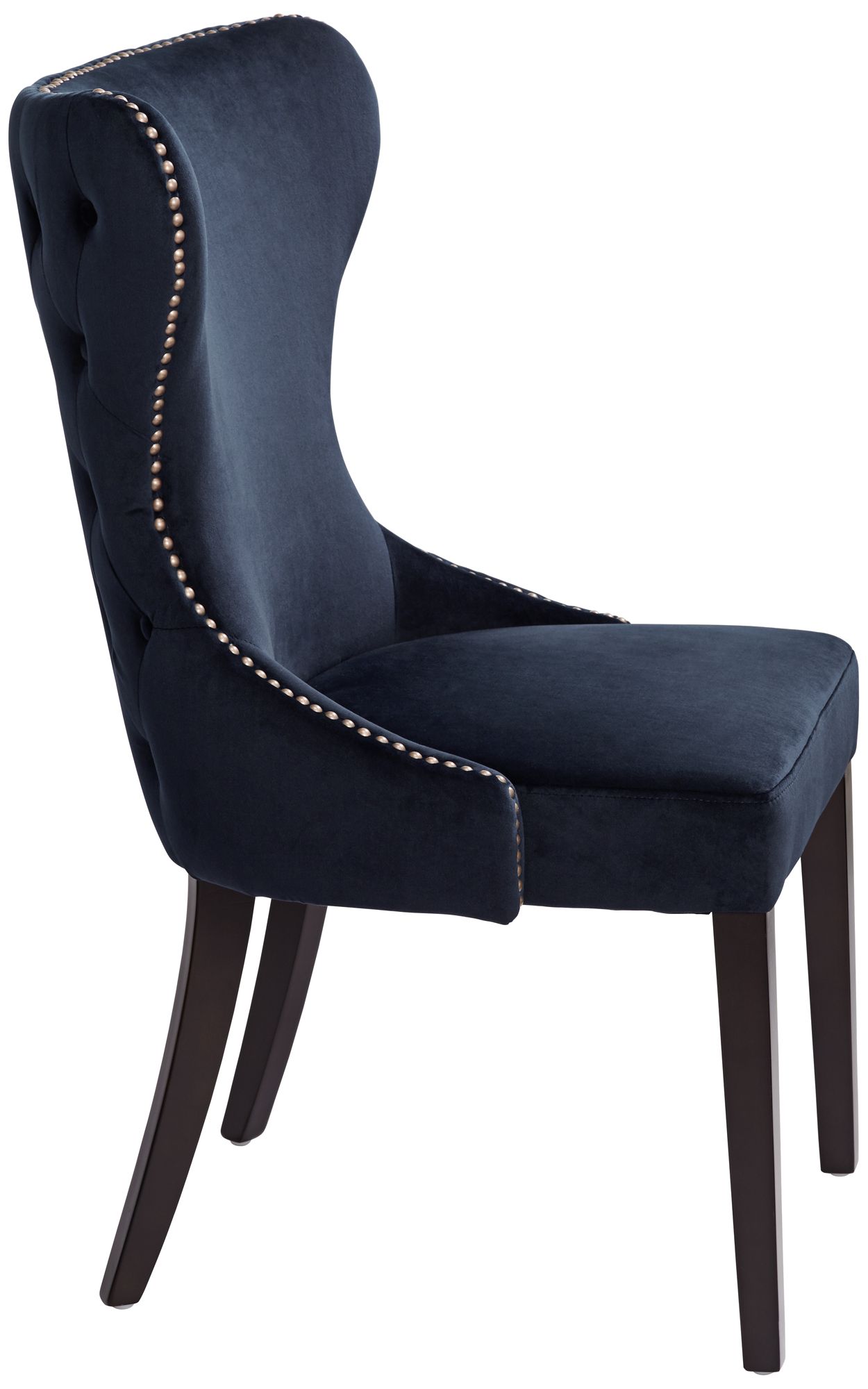 Sunpan Ariana 25" Wide Brass Nailhead Navy Blue Velvet Dining Chair in scene