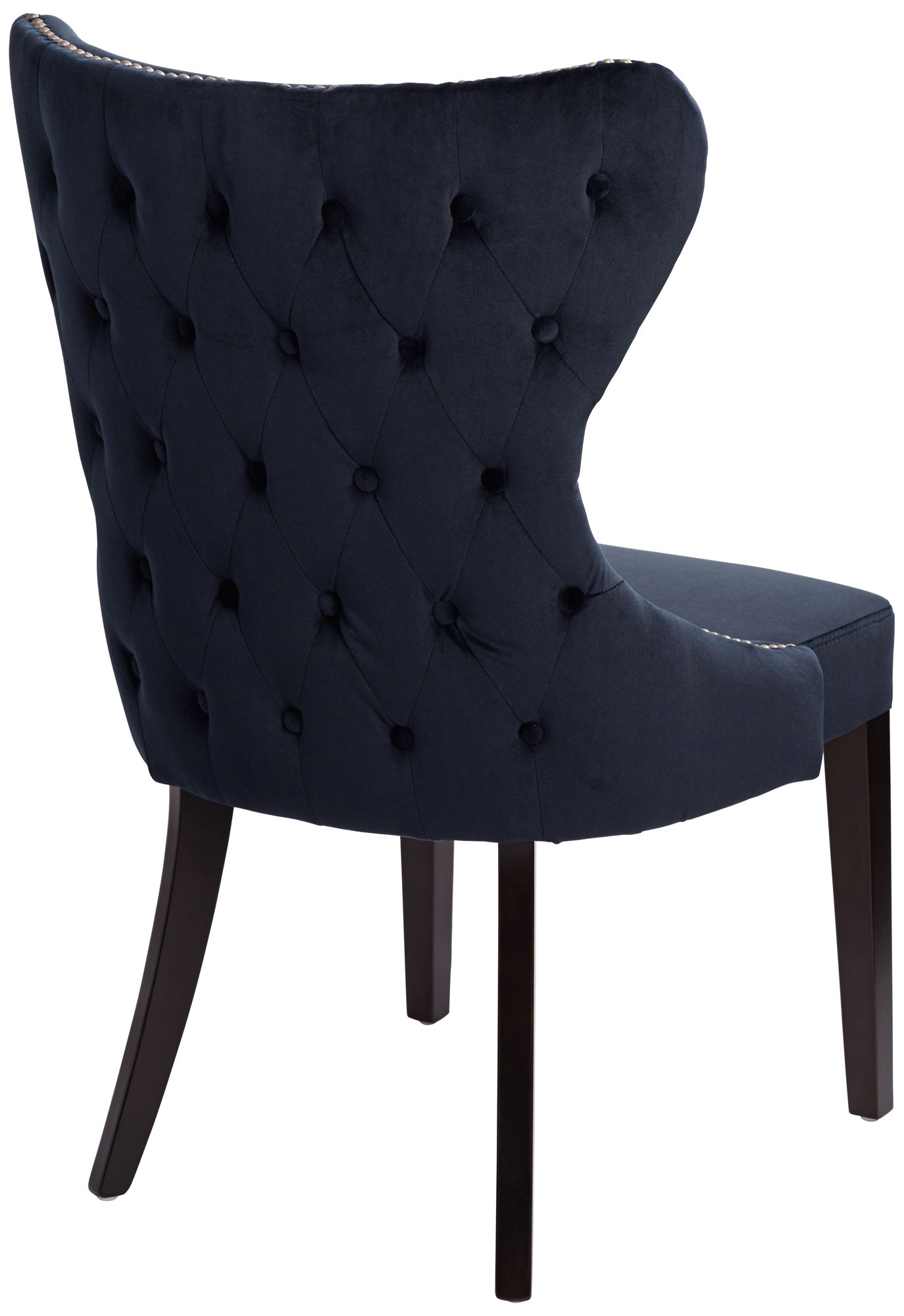 Sunpan Ariana 25" Wide Brass Nailhead Navy Blue Velvet Dining Chair in scene