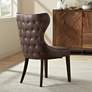2_Sunpan Ariana 25" Wide Dark Havana Brown Faux Leather Dining Chair