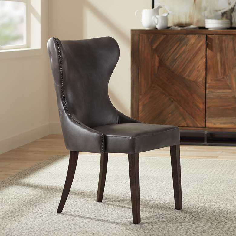 Image 1 Sunpan Ariana 25" Wide Overcast Gray Faux Leather Dining Chair