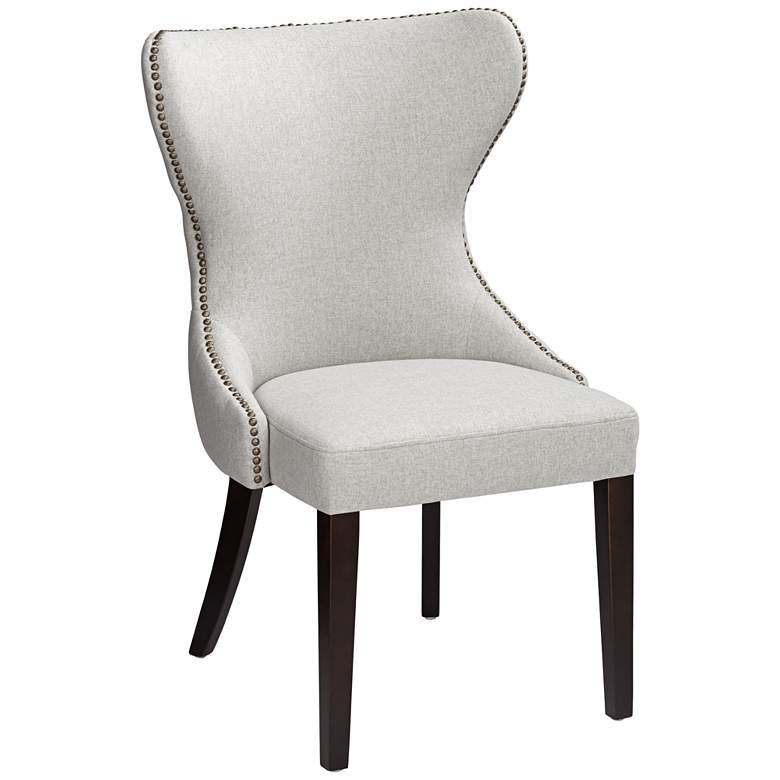 Image 3 Sunpan Ariana 25" Wide Wingback Light Gray Tufted Fabric Dining Chair