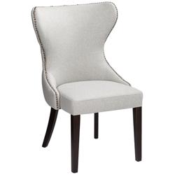 Sunpan Ariana 25" Wide Wingback Light Gray Tufted Fabric Dining Chair