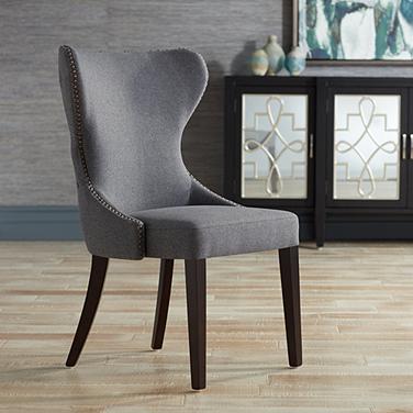 Sunpan Ariana 25" Wide Tufted Back Dark Gray Fabric Dining Chair