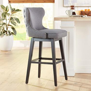 Sunpan Ariana 29 1/2" Dark Gray Fabric Swivel Barstool