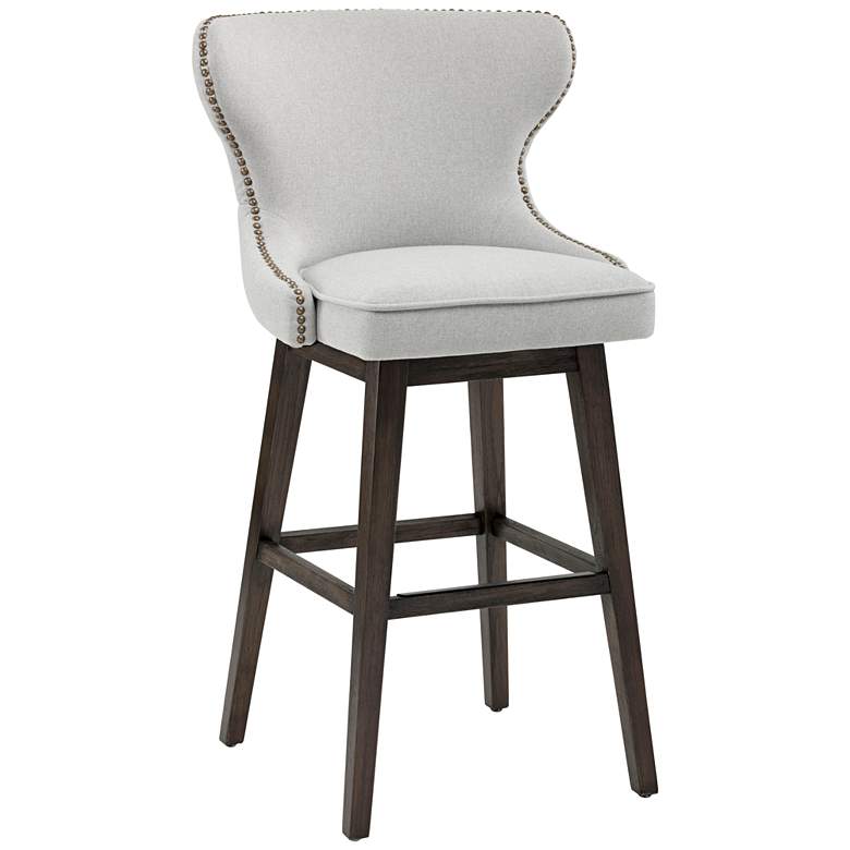 Image 2 Sunpan Ariana 29 1/2" Classic Light Gray Fabric Swivel Barstool