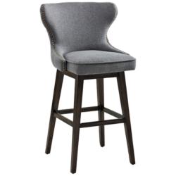 Sunpan Ariana 29 1/2" Dark Gray Fabric Swivel Barstool