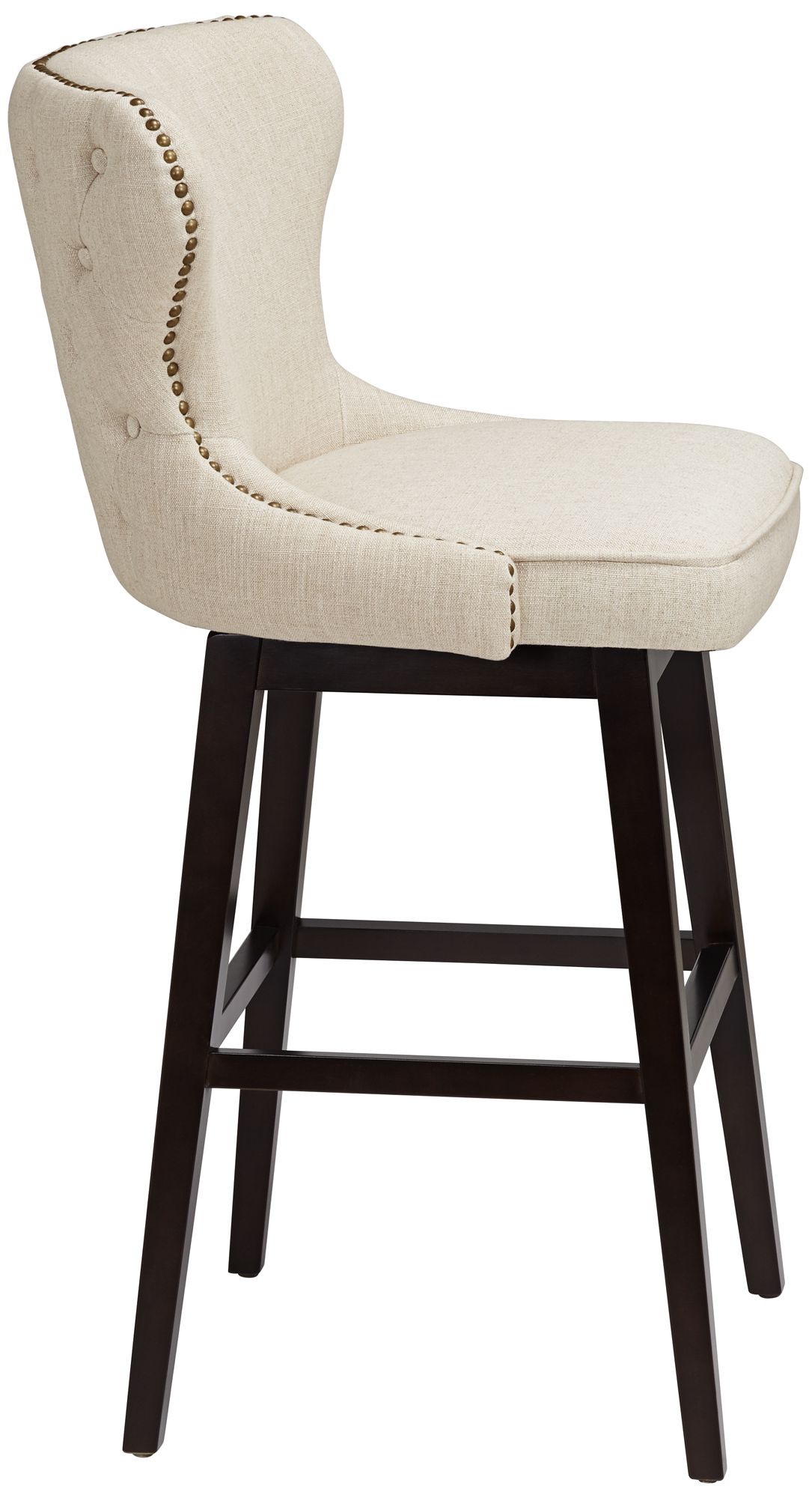 Sunpan Ariana 29 1/2" Sand Fabric Tufted Swivel Bar Stool