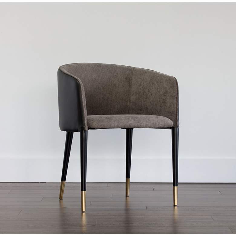 Image 1 Sunpan Asher Dining Armchair Sparrow Gray and Napa Black