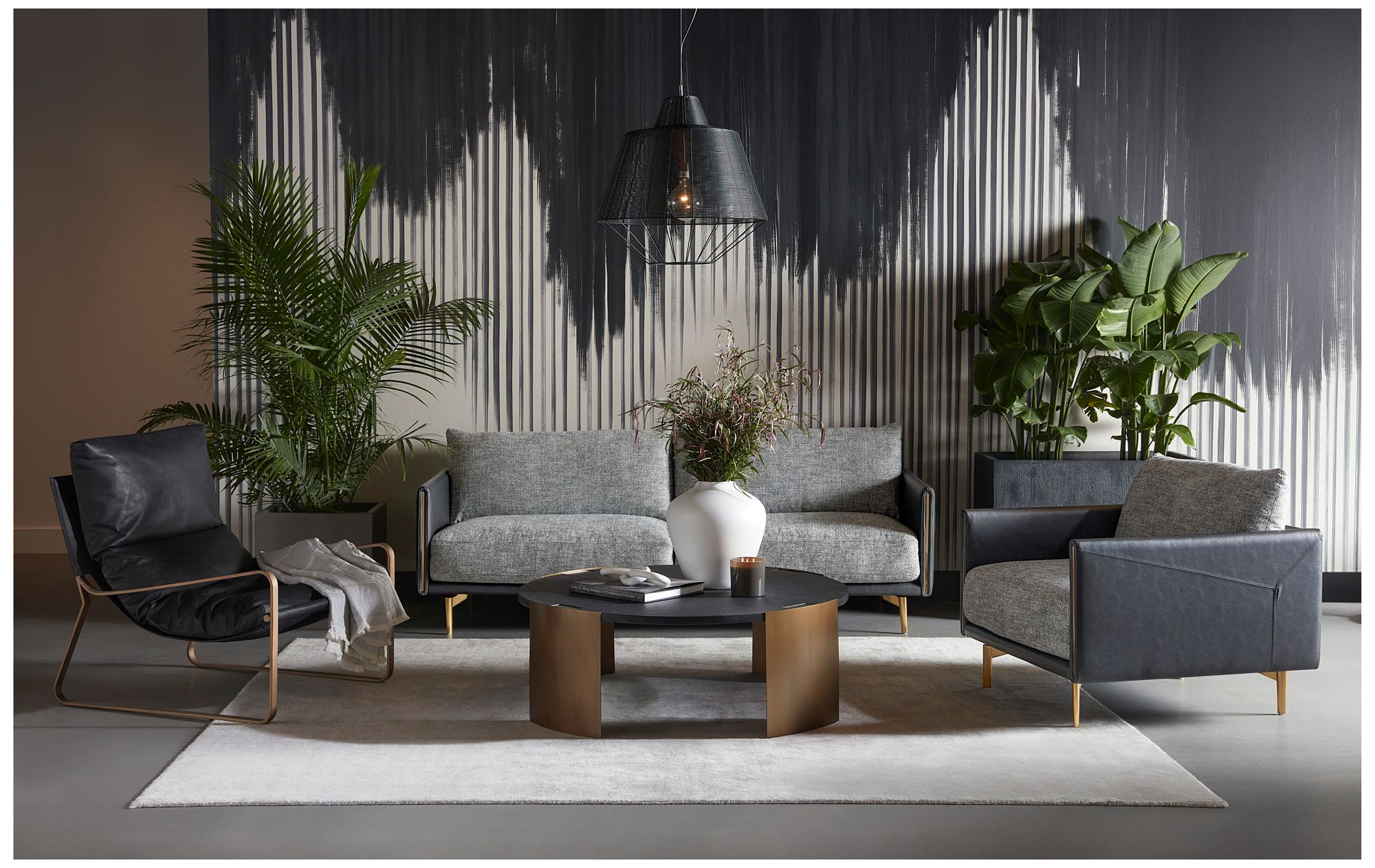 Sunpan Ashi Armchair Nash Zebra and Coal Black