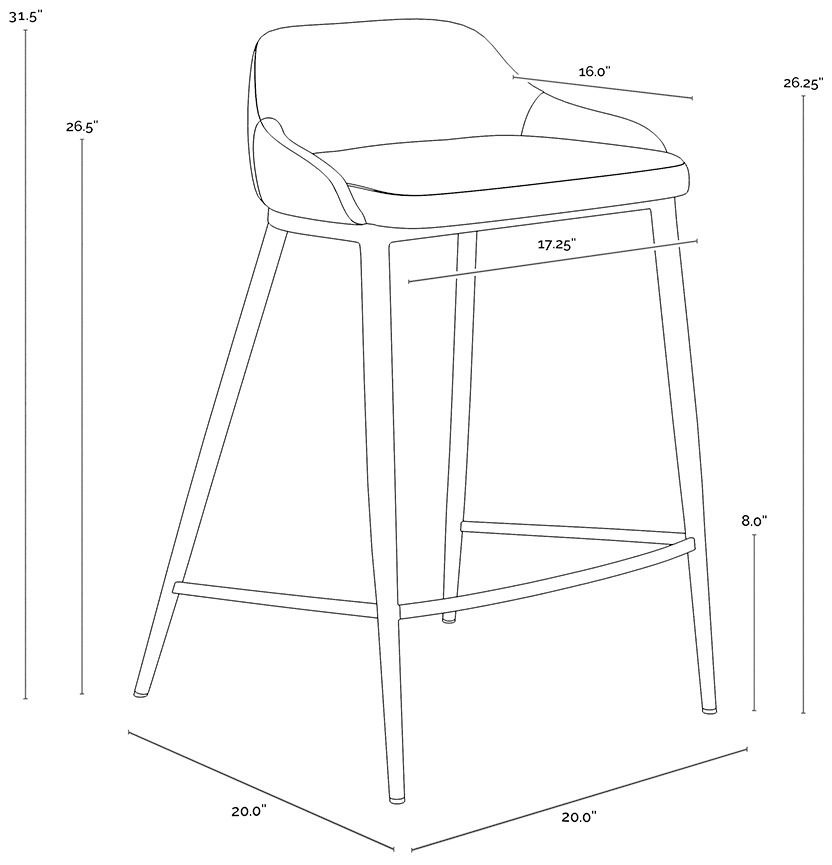 Sunpan Astra Counter Stool Cinnamon Brown