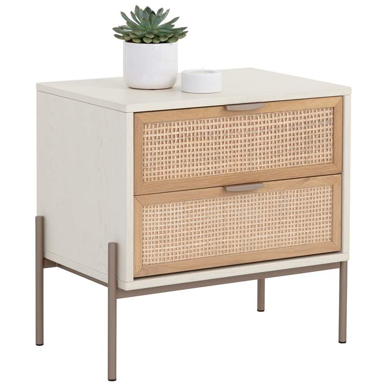 Image 1 Sunpan Avida Nightstand Champagne Gold Cream and natural