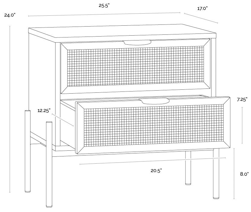 Sunpan Avida Nightstand Champagne Gold Cream and natural