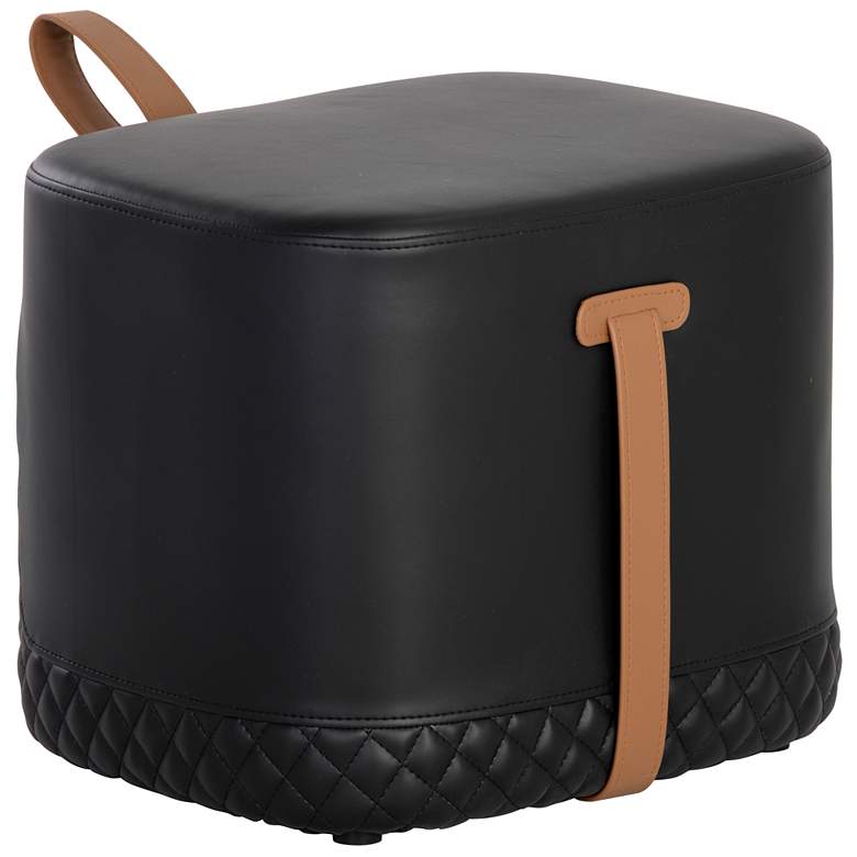 Image 1 Sunpan Axio Ottoman Napa Black and Napa Cognac