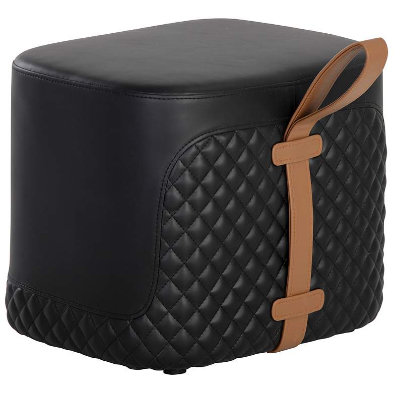 Image 2 Sunpan Axio Ottoman Napa Black and Napa Cognac more views