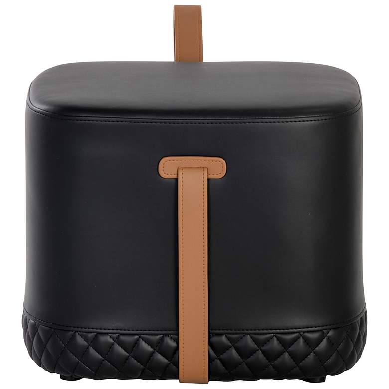 Image 3 Sunpan Axio Ottoman Napa Black and Napa Cognac more views