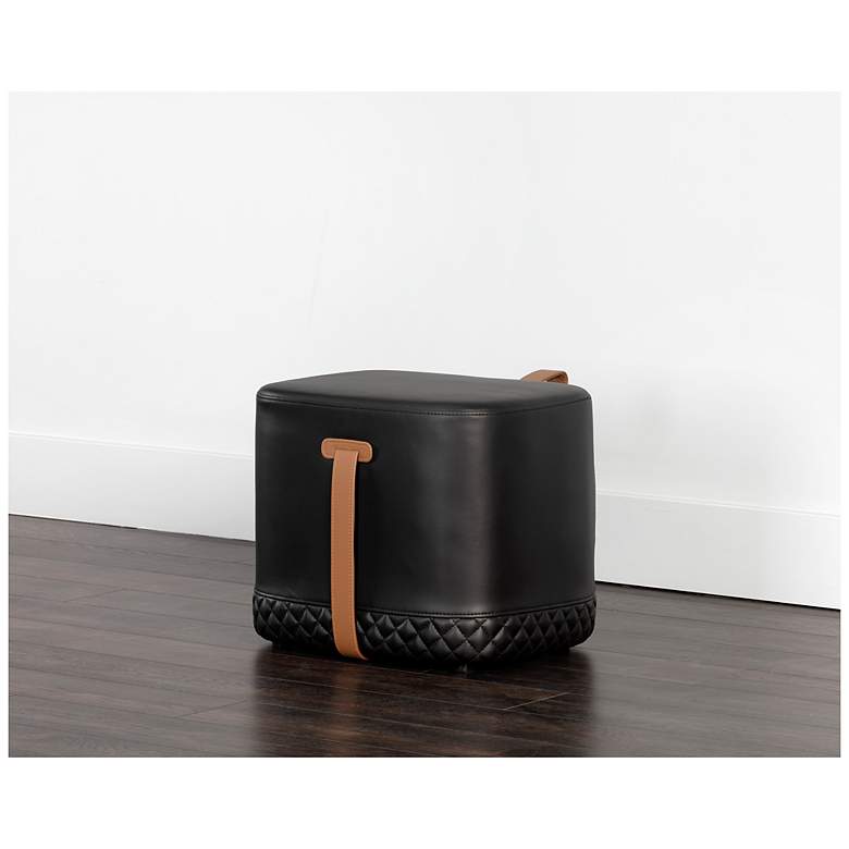 Image 4 Sunpan Axio Ottoman Napa Black and Napa Cognac more views