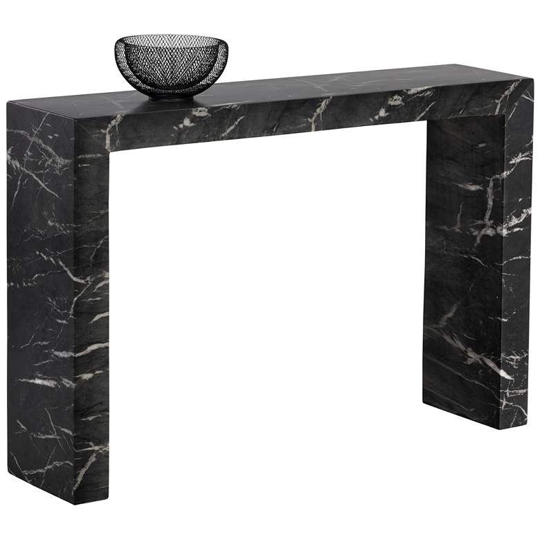 Image 1 Sunpan Axle Console Table Marble Look Black