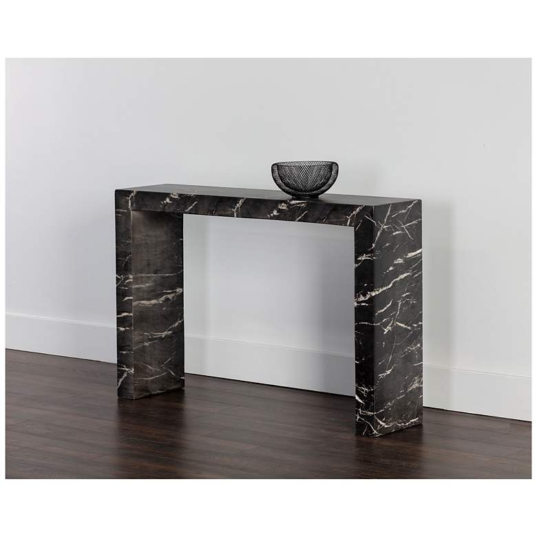 Image 4 Sunpan Axle Console Table Marble Look Black more views