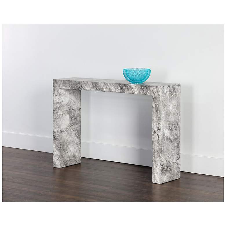 Image 4 Sunpan Axle Console Table Marble Look Gray more views