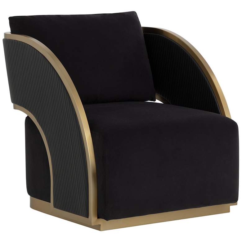 Image 1 Sunpan Baz Swivel Lounge Chair Abbington Black and Napa Black