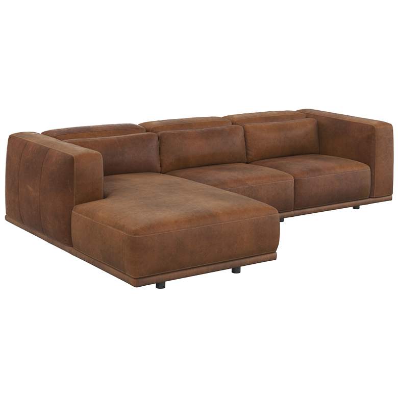 Image 1 Sunpan Beau Sofa Chaise Laf Lucia Tobacco Leather