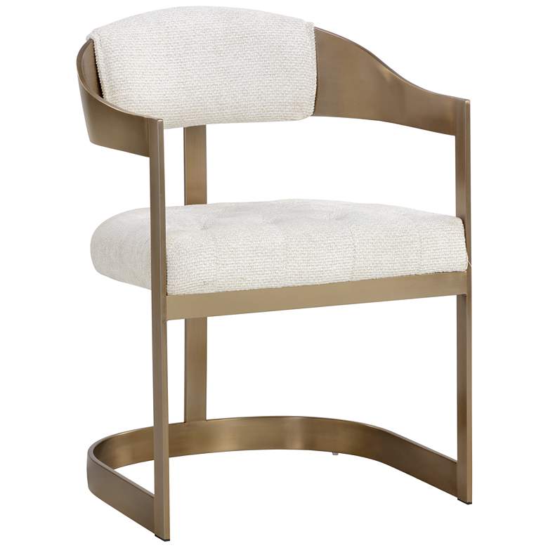 Image 1 Sunpan Beaumont Dining Armchair Antique Brass Rhea Light Barley