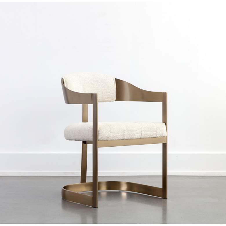 Image 1 Sunpan Beaumont Dining Armchair Antique Brass Rhea Light Barley