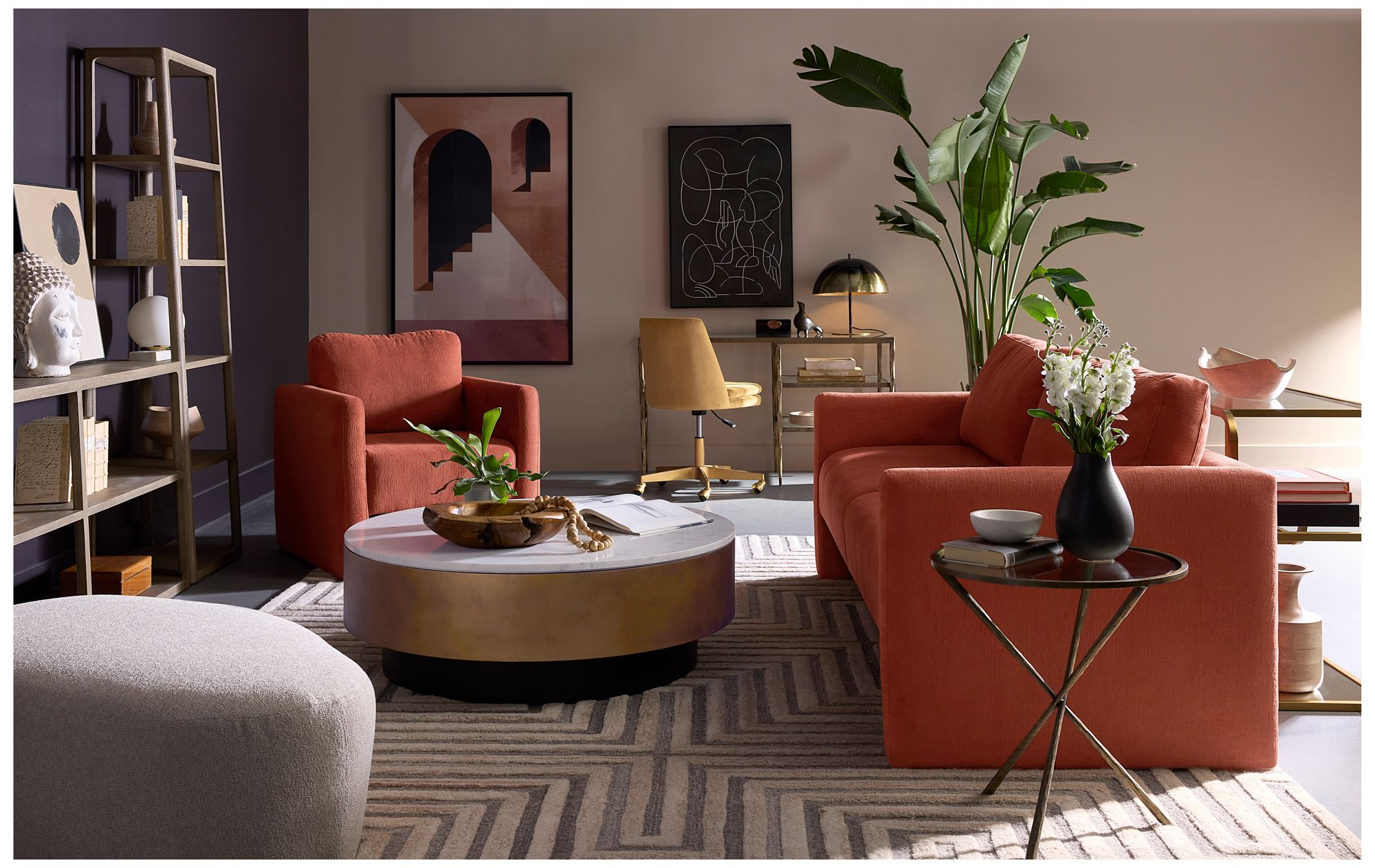 Sunpan Berget Office Chair Gold Sky