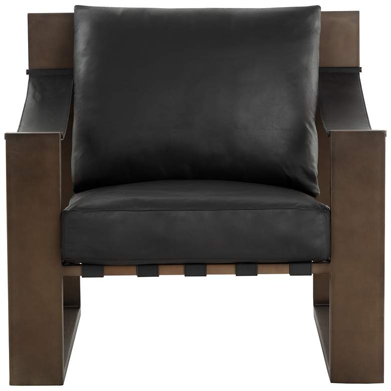 Image 2 Sunpan Berke Lounge Chair Antique Bronze Charcoal Black Leather more views