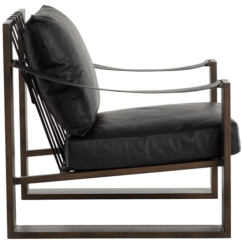 Image 3 Sunpan Berke Lounge Chair Antique Bronze Charcoal Black Leather more views