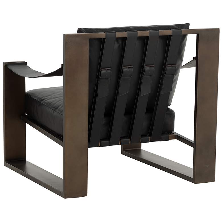 Image 4 Sunpan Berke Lounge Chair Antique Bronze Charcoal Black Leather more views