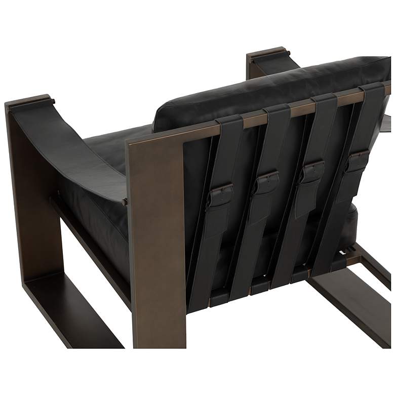 Image 5 Sunpan Berke Lounge Chair Antique Bronze Charcoal Black Leather more views