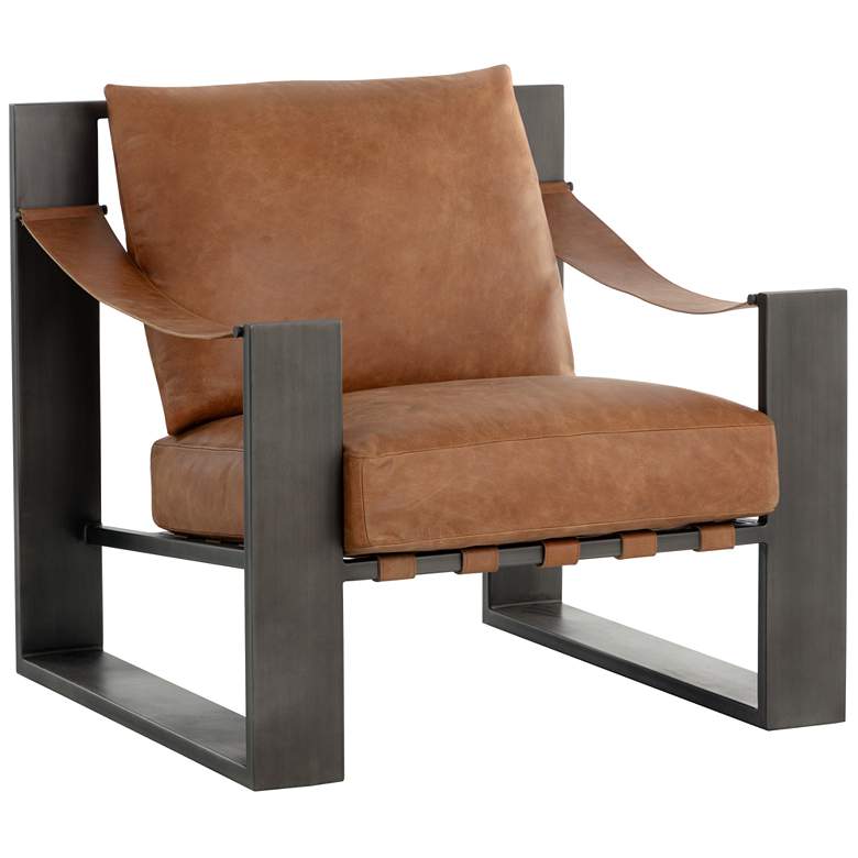 Image 1 Sunpan Berke Lounge Chair Gunmetal Tan Leather