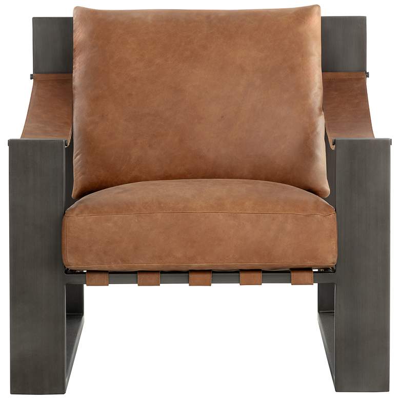 Image 2 Sunpan Berke Lounge Chair Gunmetal Tan Leather more views