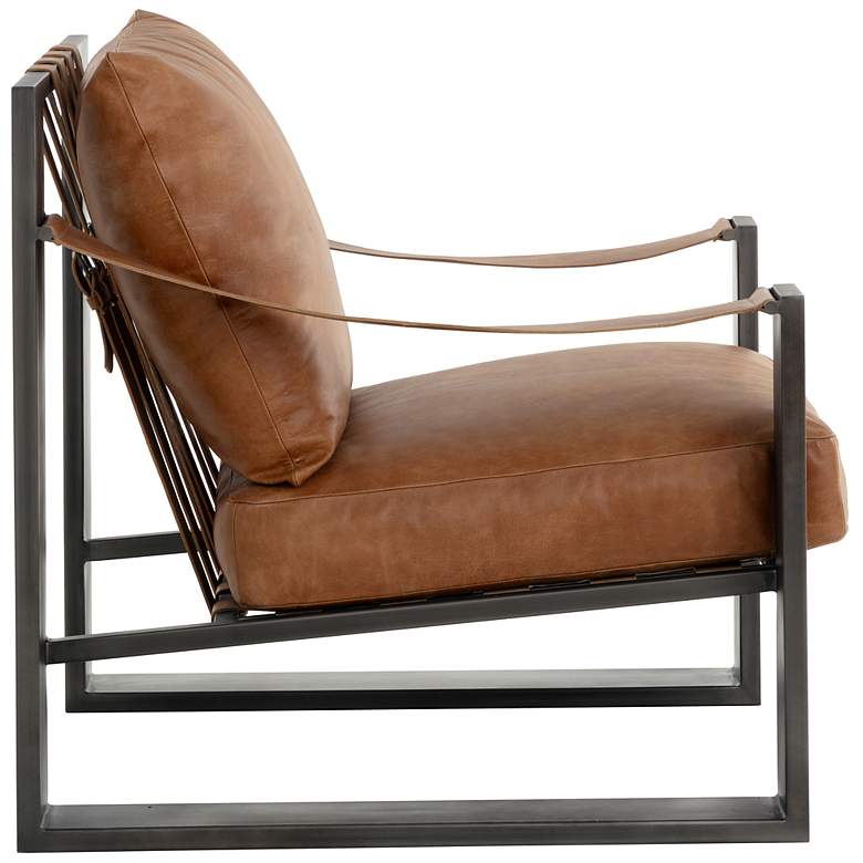Image 3 Sunpan Berke Lounge Chair Gunmetal Tan Leather more views