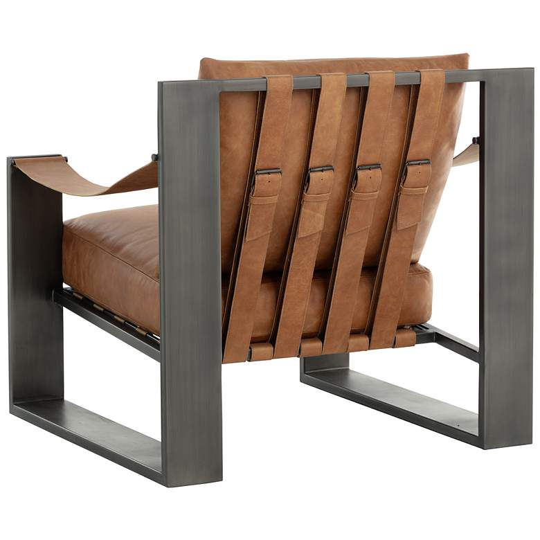 Image 4 Sunpan Berke Lounge Chair Gunmetal Tan Leather more views