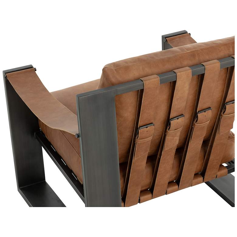 Image 5 Sunpan Berke Lounge Chair Gunmetal Tan Leather more views