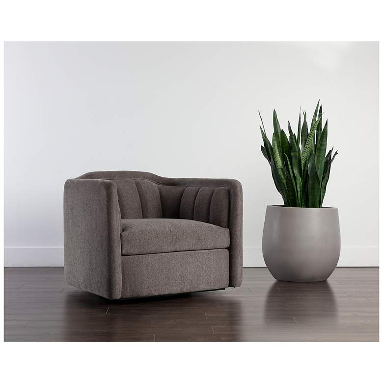 Image 1 Sunpan Birrit Swivel Armchair Alaska Hedgehog Brown