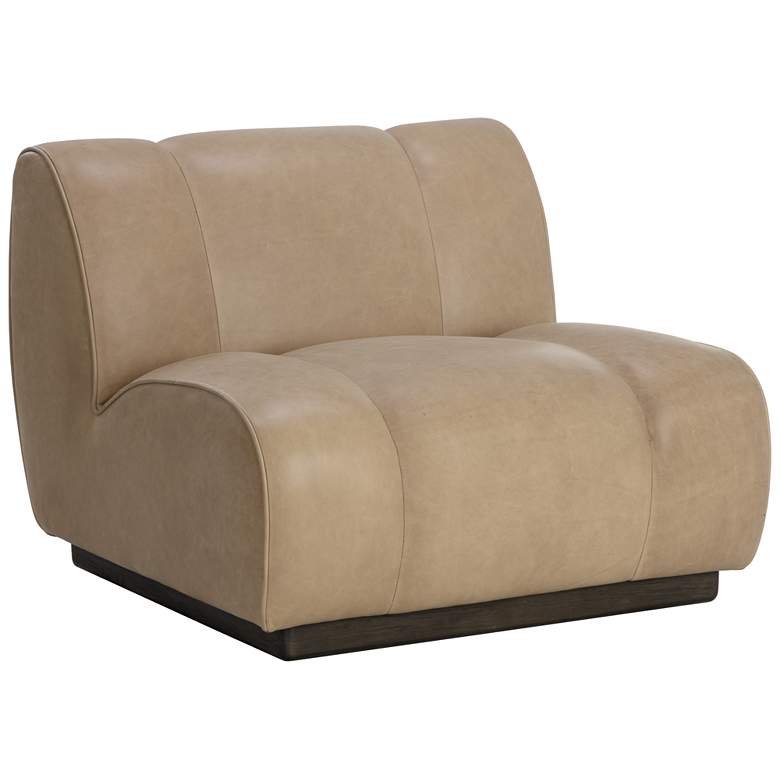 Image 2 Sunpan Blaise Swivel Lounge Chair Sahara Sand Leather