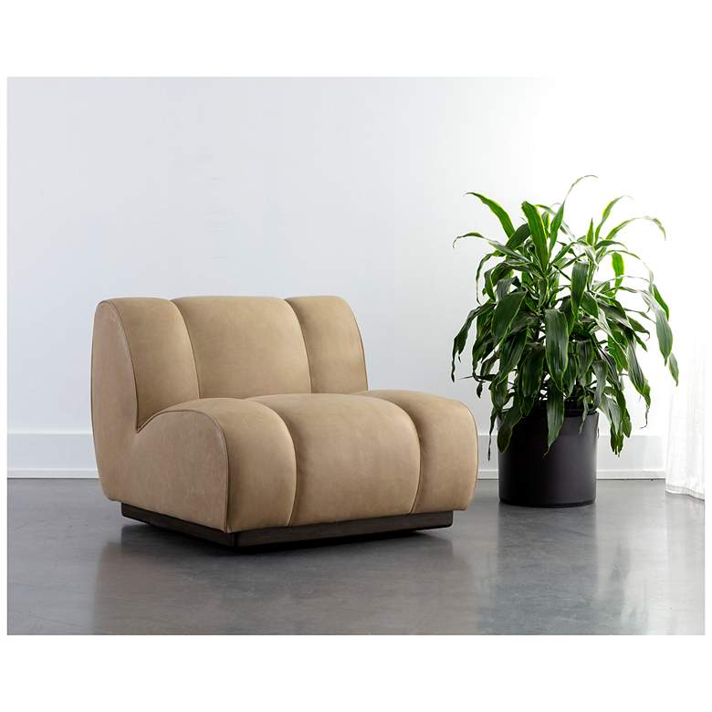 Image 1 Sunpan Blaise Swivel Lounge Chair Sahara Sand Leather
