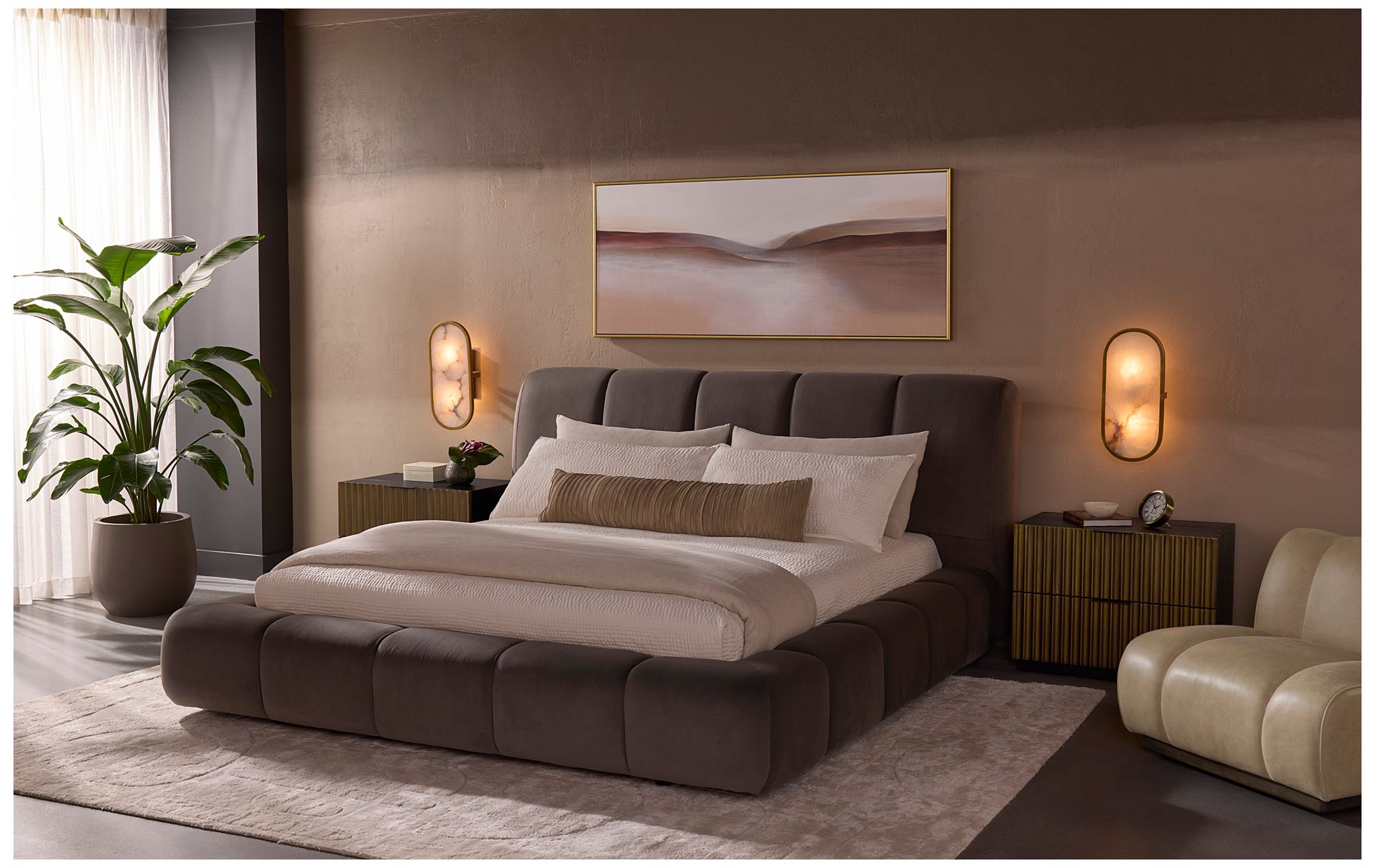 Sunpan Blaise Swivel Lounge Chair Sahara Sand Leather